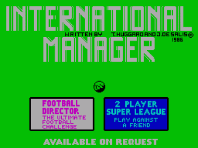 International Manager (1986)(D&H Games) (USA) Game Cover